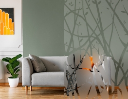 Film vitre intimité avec motifs arbres dépolis
