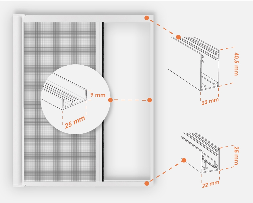 Coulisses moustiquaire enroulable latrales