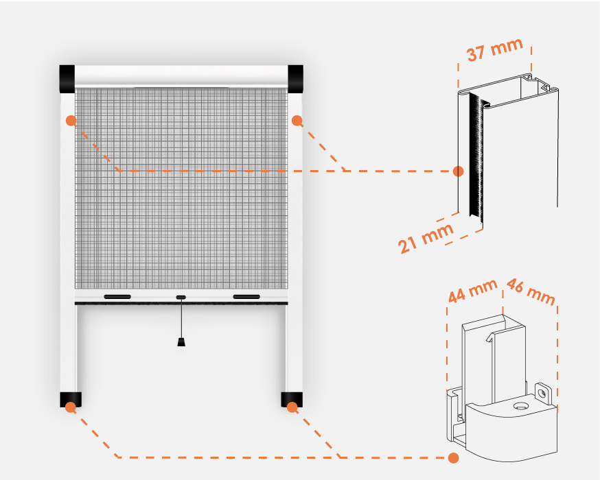 Coulisses moustiquaire enroulable sans perage
