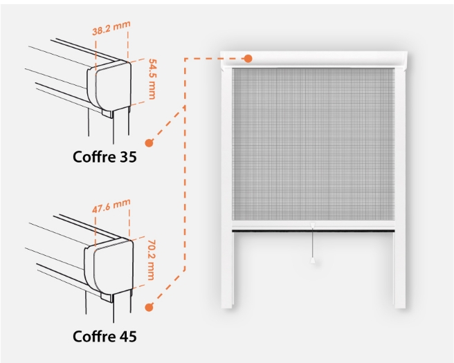 Coffre moustiquaire enroulable