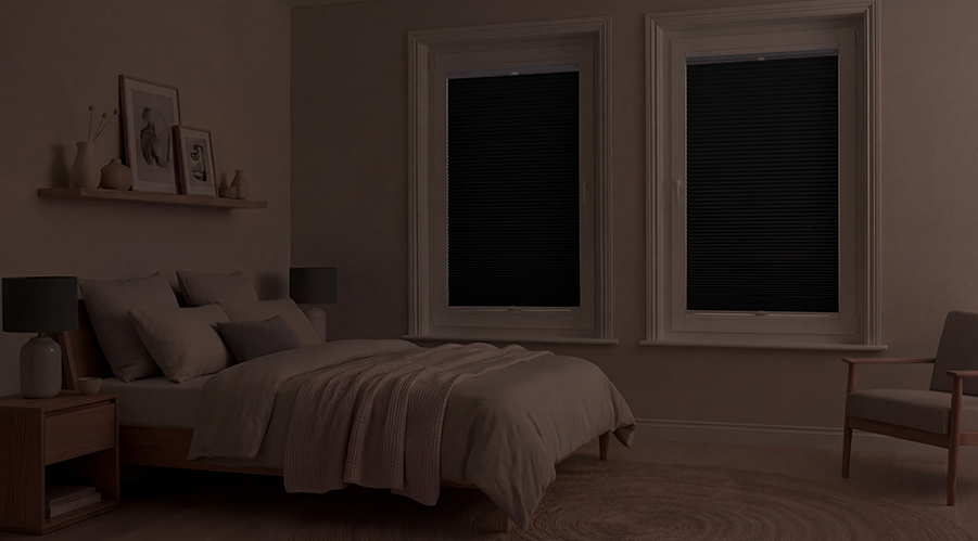 Store pliss� adh�sif jour nuit en position nuit