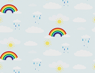 Tissu motifs enfant arc en ciel