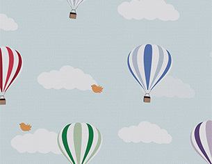 Tissu motifs enfant montgolfieres