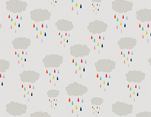 Tissu motifs enfant nuages pluie pop