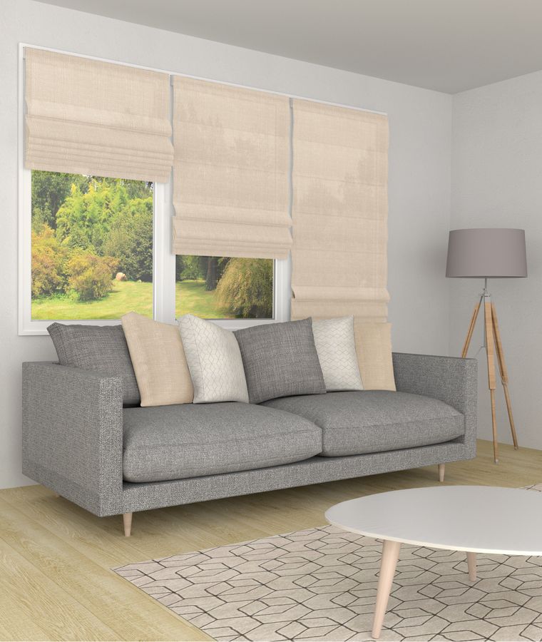 Store bateau tamisant effet lin beige nude