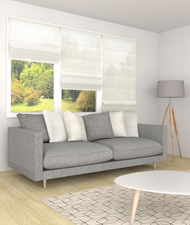 Store bateau voilage uni effet lin blanc