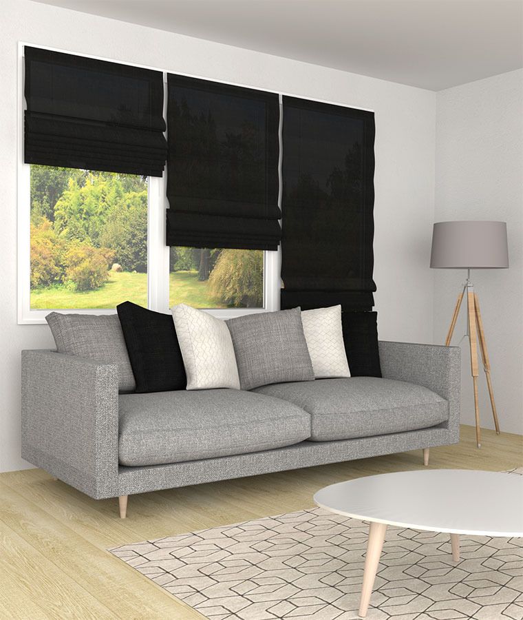 Store bateau voilage uni effet lin noir