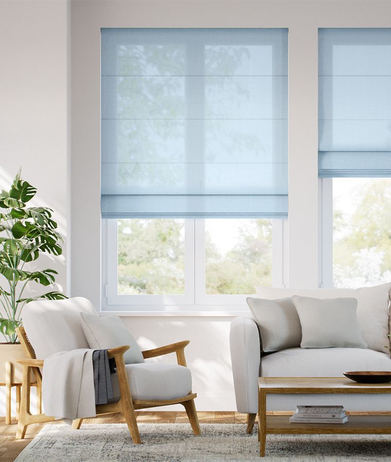 Store bateau voilage uni m1 bleu horizon