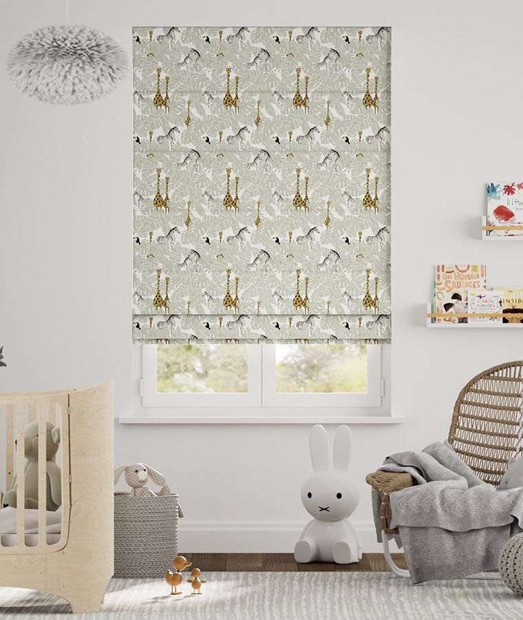 Store bateau motif chambre enfant sans per�age zebra vert