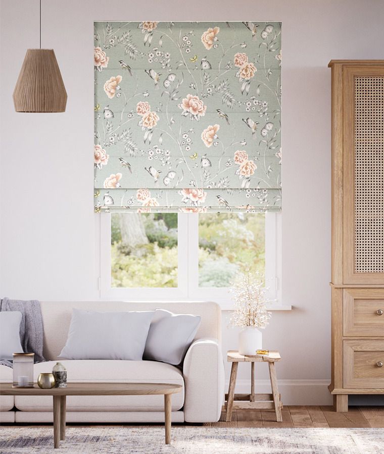 Store bateau lin motifs peijing vert