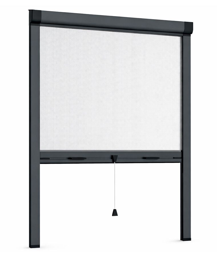 Moustiquaire pour fen�tre enroulable sans per�age gris anthracite