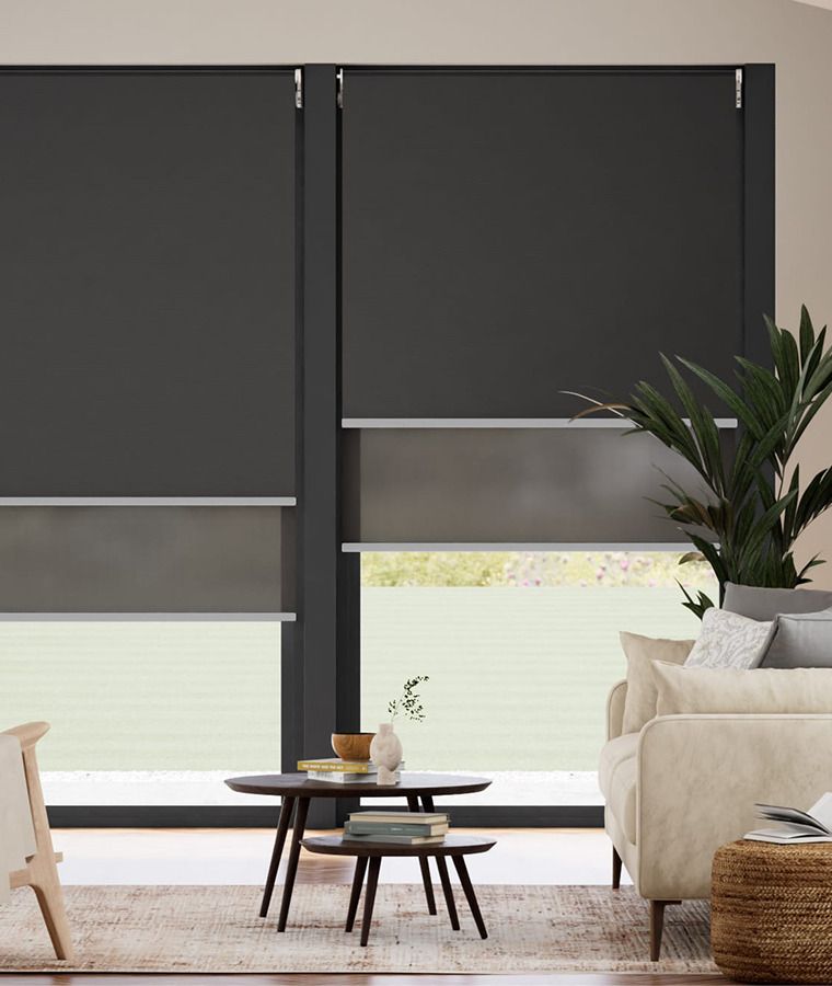 Store enrouleur double thermique occultant gris anthracite