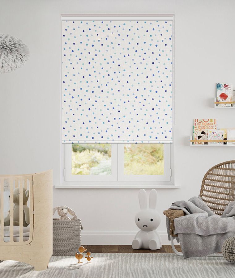 Store Enrouleur Twist enfant tamisant dots bleu