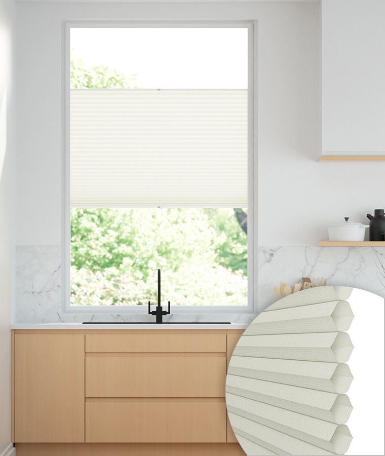 Store Pliss� Cristal tamisant nid d'abeille blanc cass�