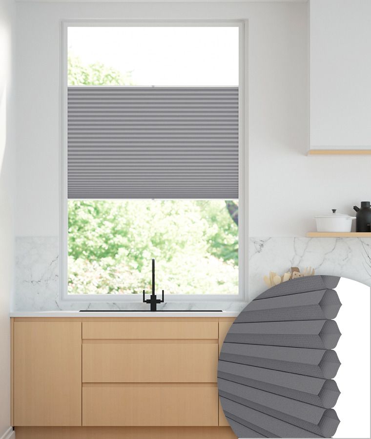 Store Pliss� Cristal tamisant nid d'abeille gris