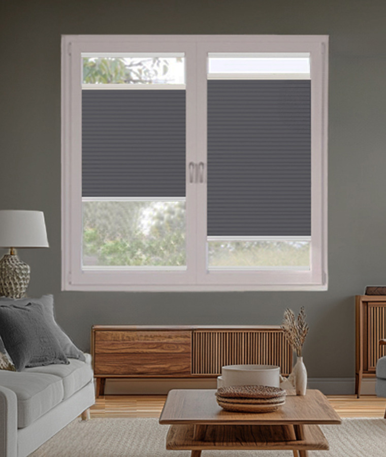 Store Plissé Sur Mesure 90x90 Cm Gris – Sans Perçage Easyfix, Anti-Solaire & Intimité