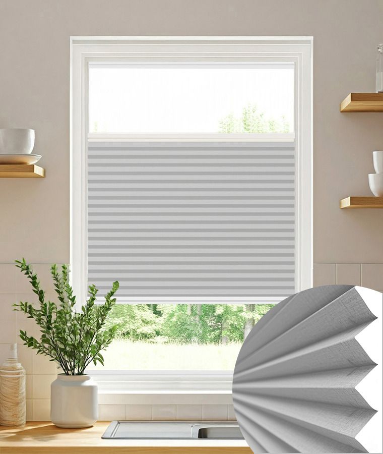 Store Pliss� Cristal occultant gris blanc