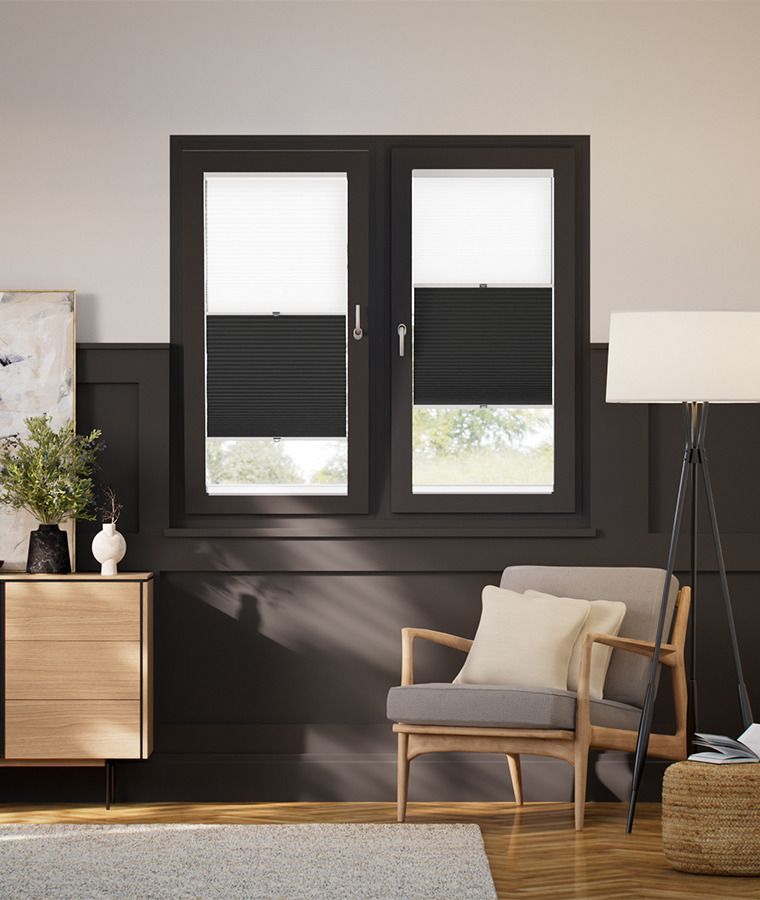 Store pliss� jour nuit adh�sif occultant et voile gris anthracite et voile