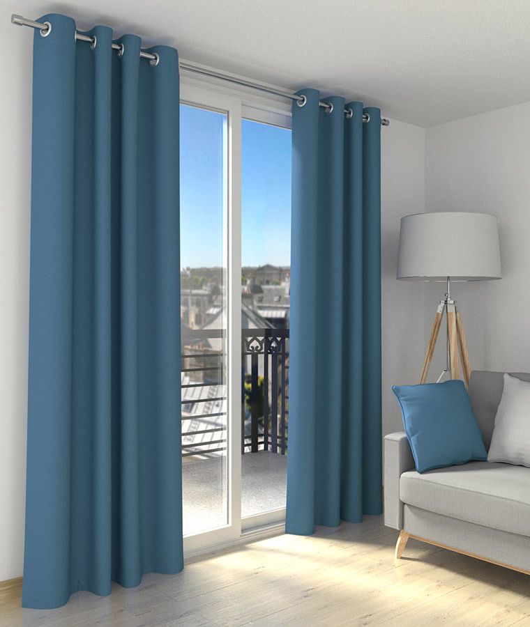 Rideau occultant uni bleu vintage
