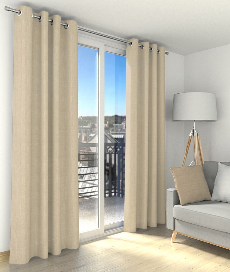 Rideau tamisant uni effet lin beige lin