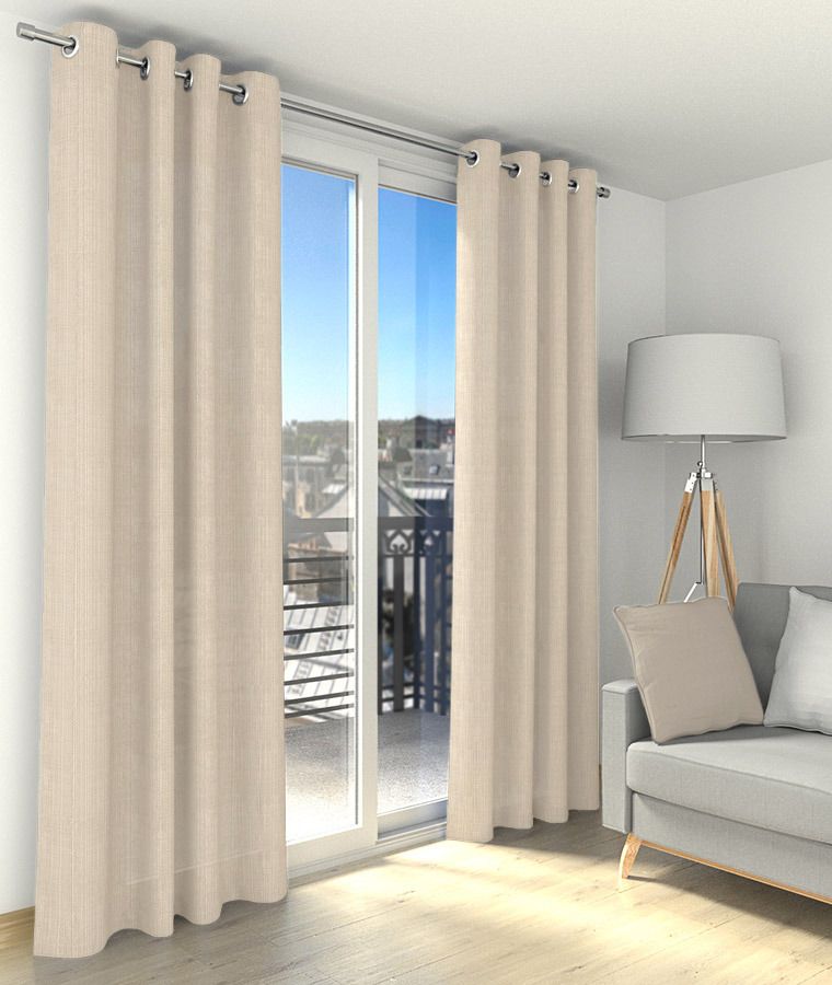 Rideau tamisant uni effet lin beige nude