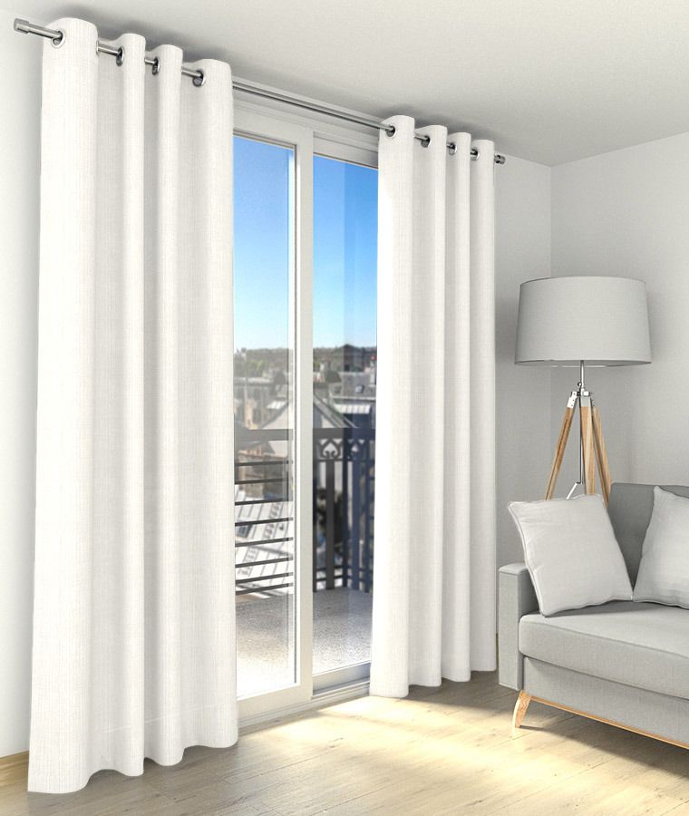 Rideau tamisant uni effet lin blanc