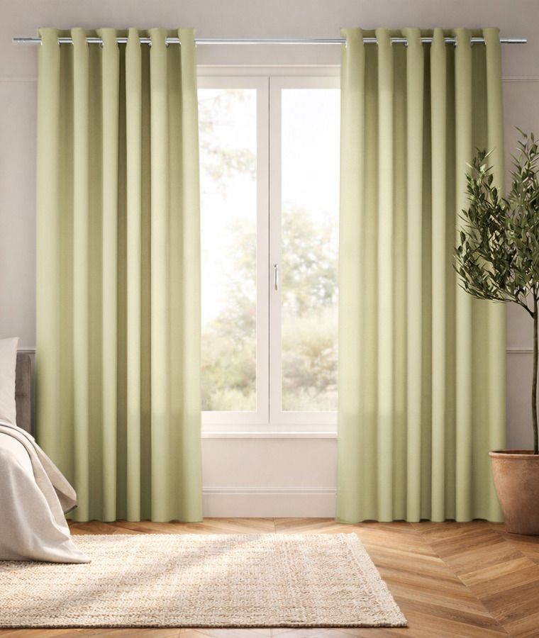 Rideau tamisant uni effet lin jaune pastel