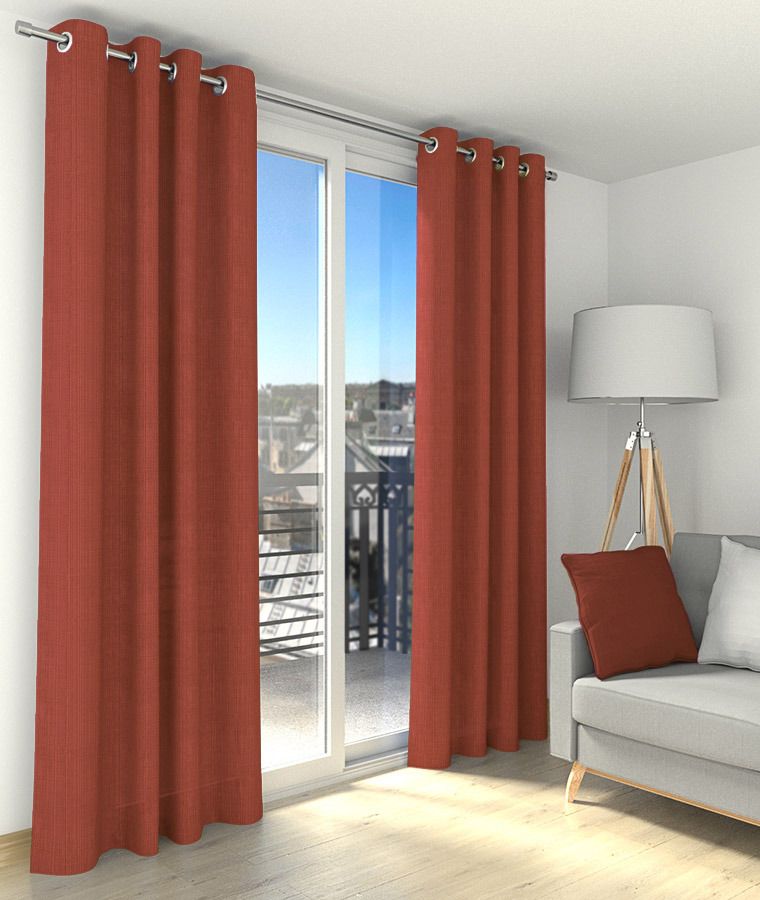 Rideau tamisant uni effet lin terracotta