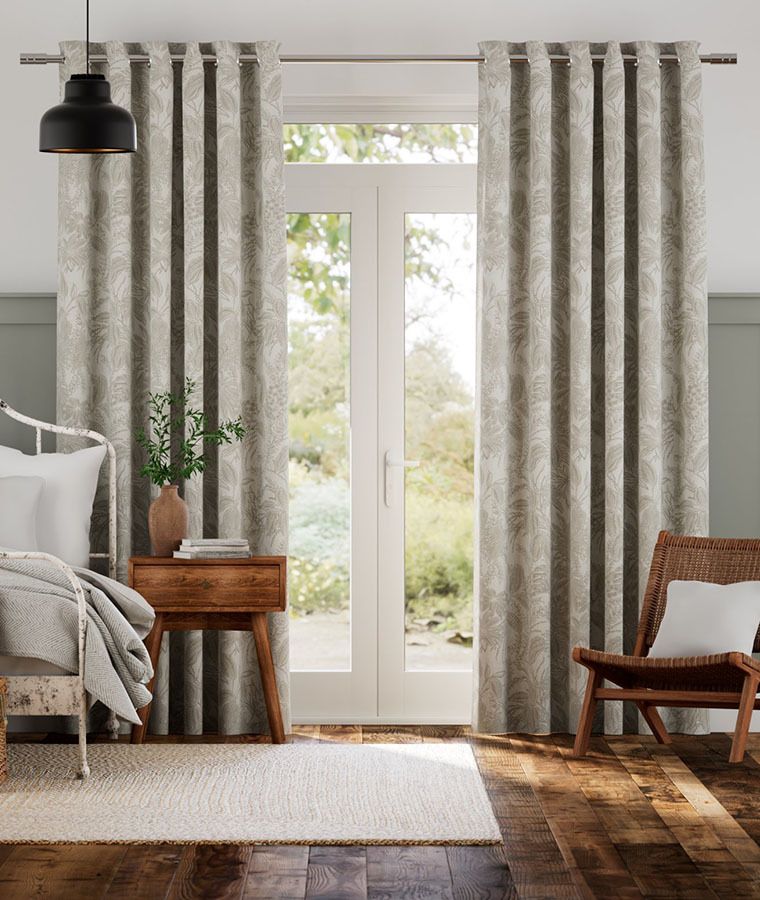 Rideau motif deco occultant indienne gris