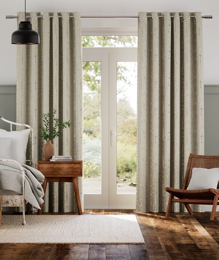 Rideau motif deco occultant palace beige dore