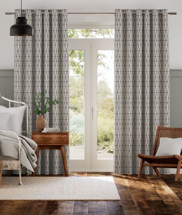 Rideau motif deco occultant bartlet creme gris