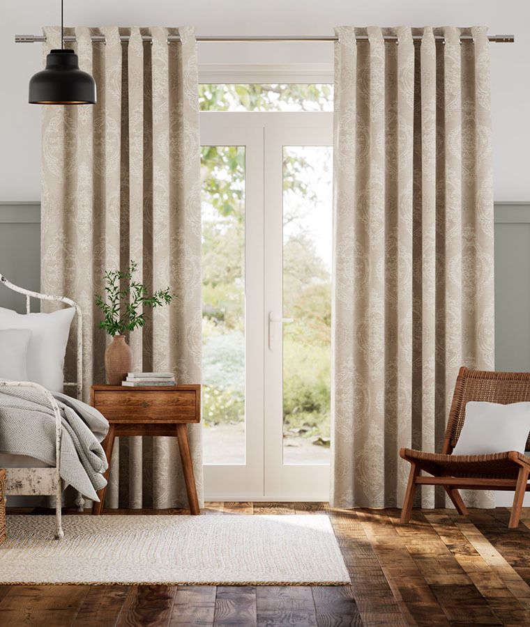 Rideau motif deco occultant chantilly naturel