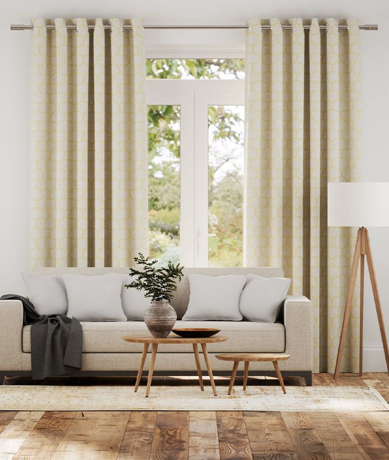Rideau motif scion aikyo jaune
