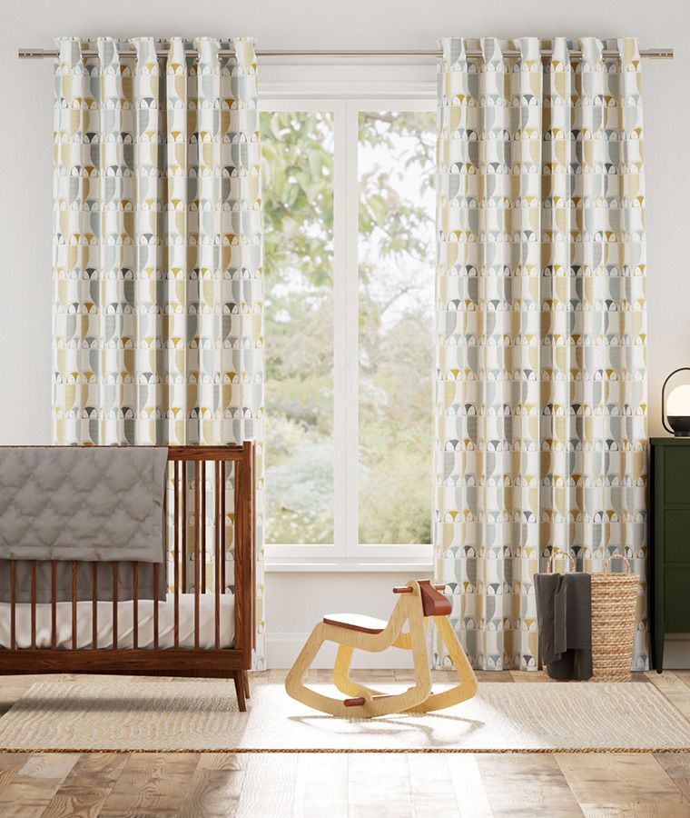 Rideau motif chambre enfant jaune