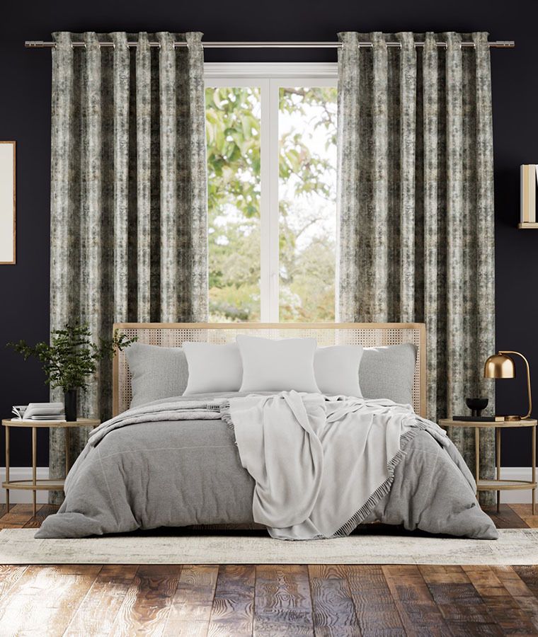 Rideau velours motifs occultant marbre gris mineral