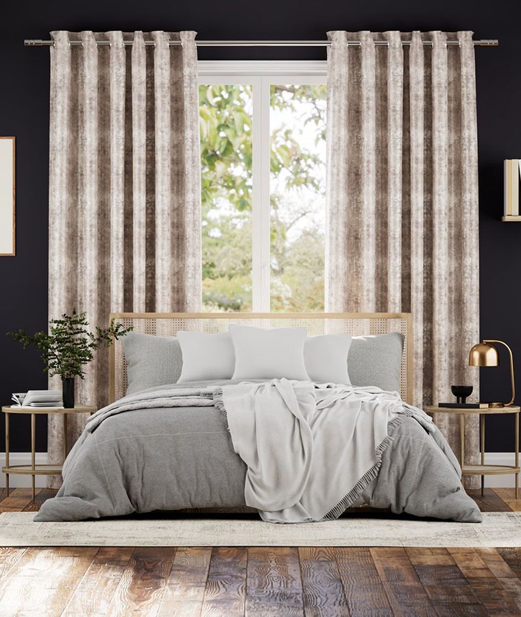 Rideau velours motifs occultant marbre gris naturel