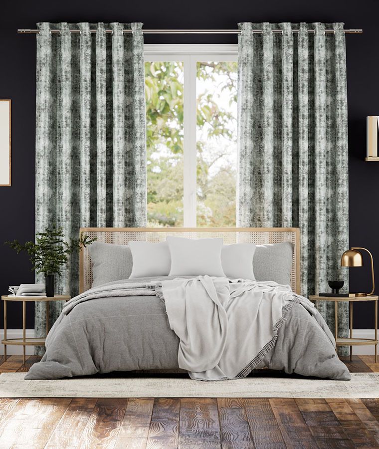 Rideau velours motifs occultant marbre gris rocher