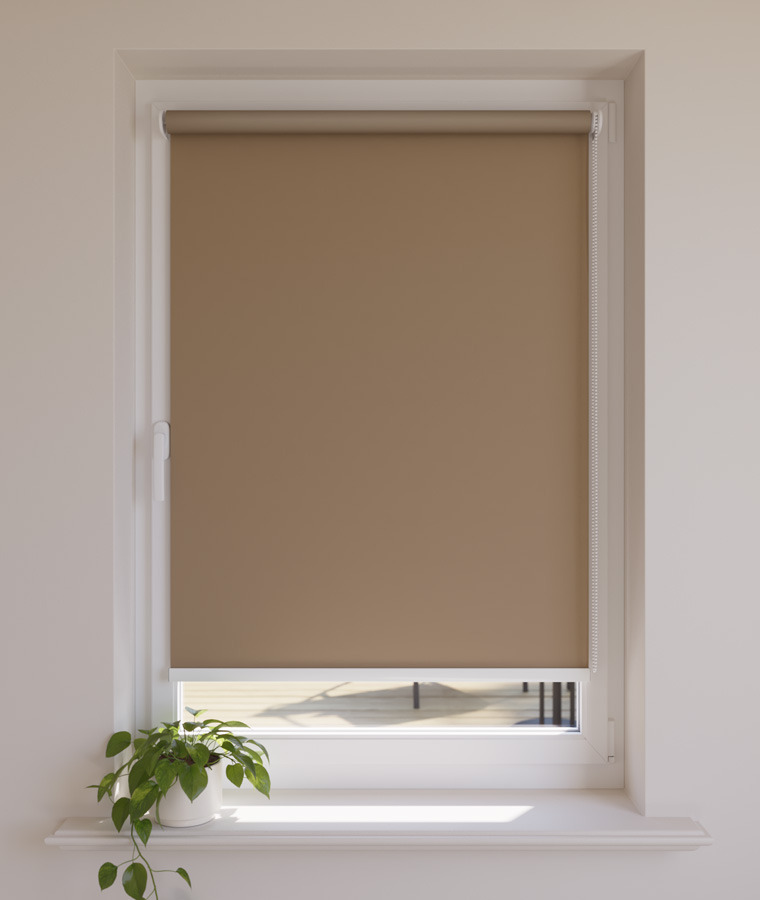 Store Enrouleur Occultant Motorise Beige Fonc Sur Mesure