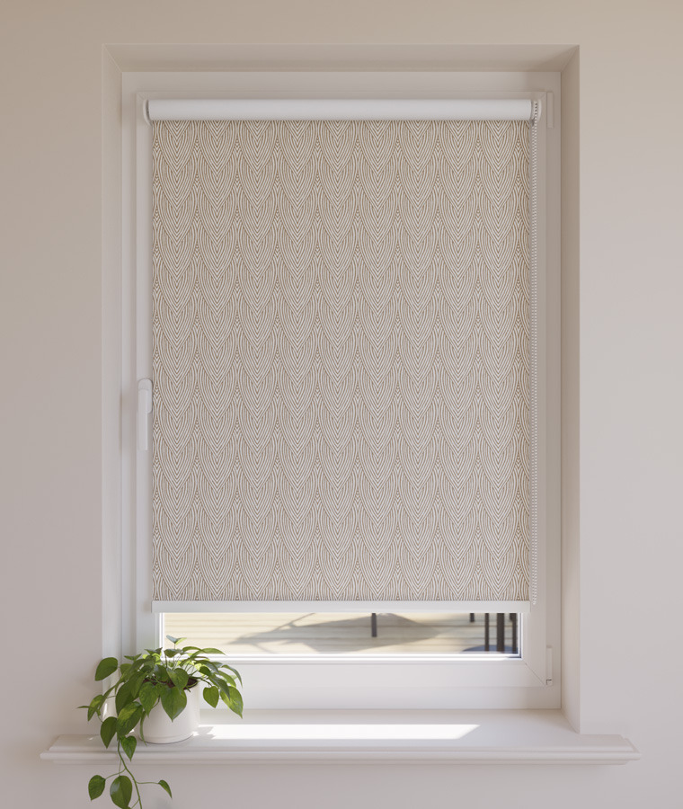 Store Enrouleur Occultant Beige Vegetal Motifs Sur Mesure