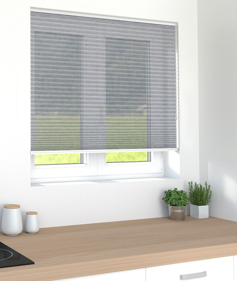 Store pliss� voile m1 gris bleute