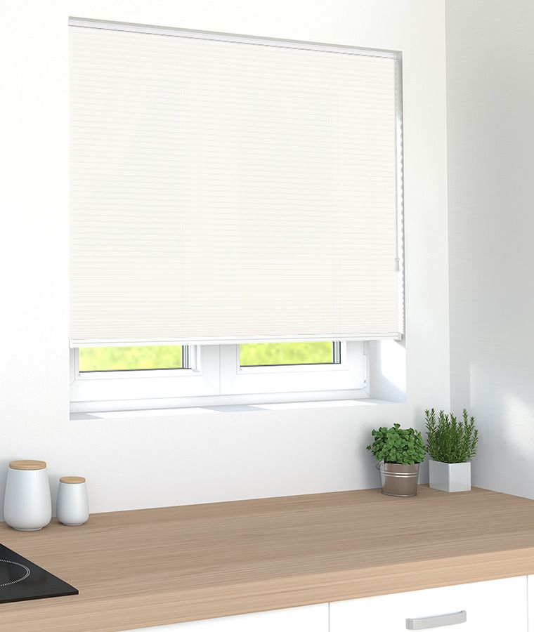 Store pliss� tamisant nid d abeille blanc