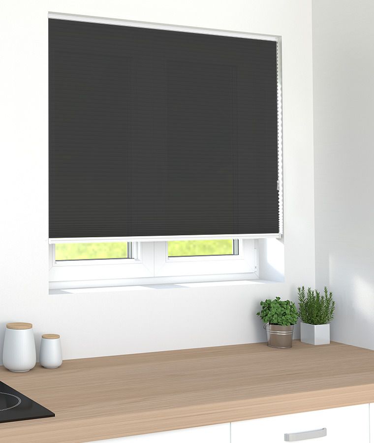 Store pliss� tamisant nid d abeille noir ebene