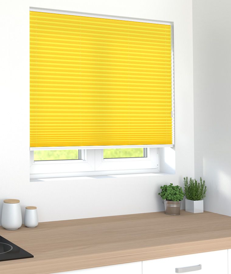 Store pliss� tamisant jaune lumiere