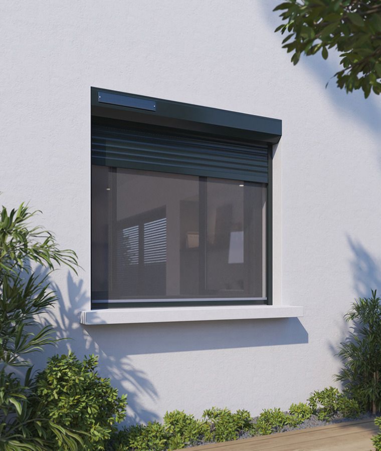 Volet roulant solaire moustiquaire alu radio solaire gris anthracite