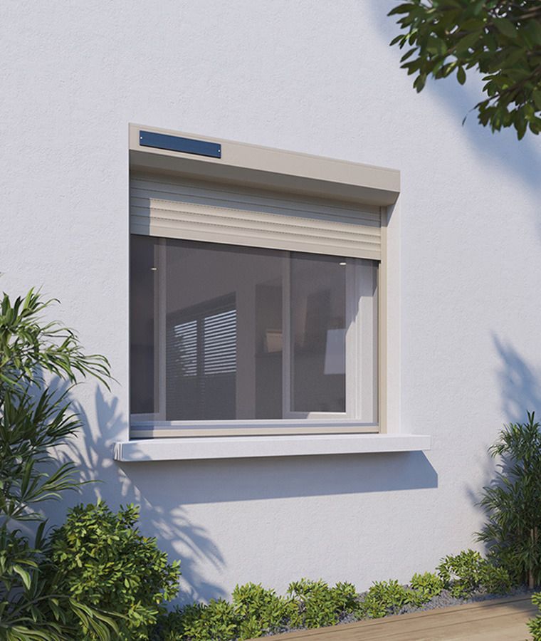 Volet roulant solaire moustiquaire alu radio solaire beige