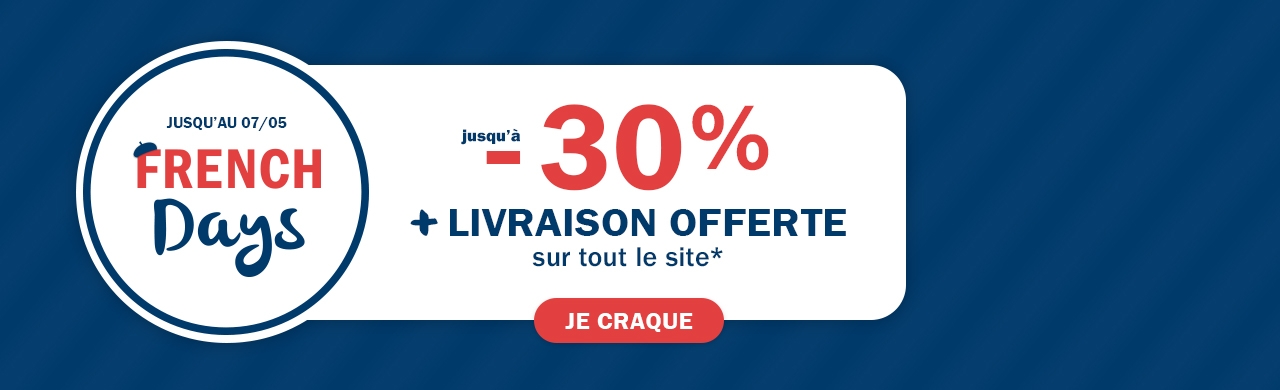 French Days : jusqu' -20% + livraison offerte sur tout le site*