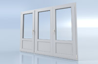 Porte fenêtre 3 vantaux avec soubassement