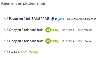 Paiement en plusieurs fois